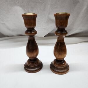 Set of 2 wooden candle stick holders never used RR